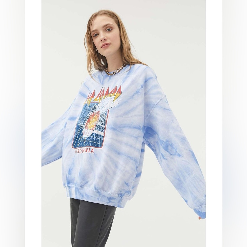 L/XL UO Def Leppard Pyromania Tie Die Crewneck